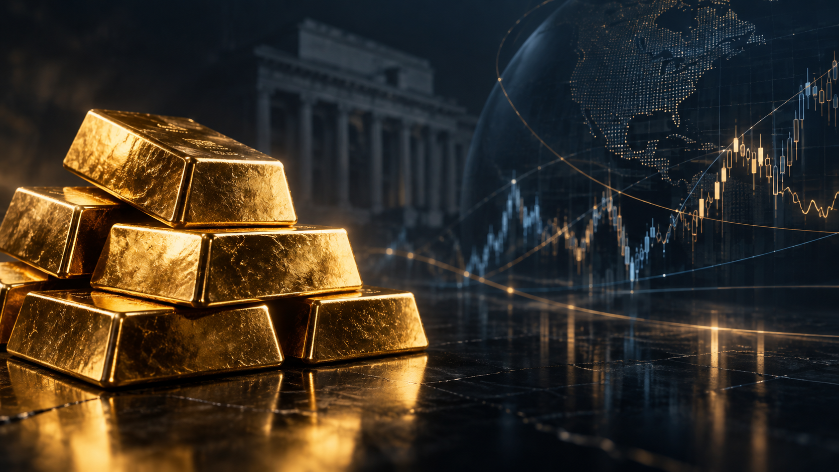 Gold bullion bars with an abstract financial chart illustrating the September 22, 2026 gold market outlook